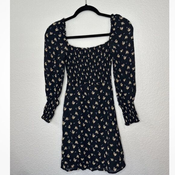 Maje Rithik Smocked Dress Viscose Long Sleeve Mini Bouquet Floral Women’s Sz XS - Picture 2 of 4